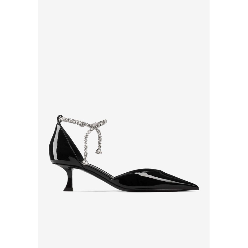 Stevie 50 Crystal-Embellished Pumps in Patent Leather