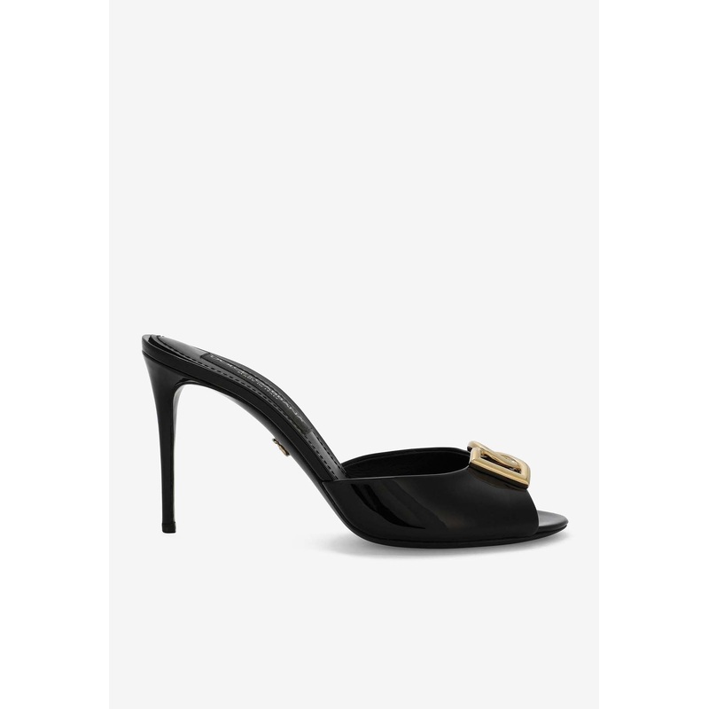 85 Logo Plaque Patent Leather Sandals