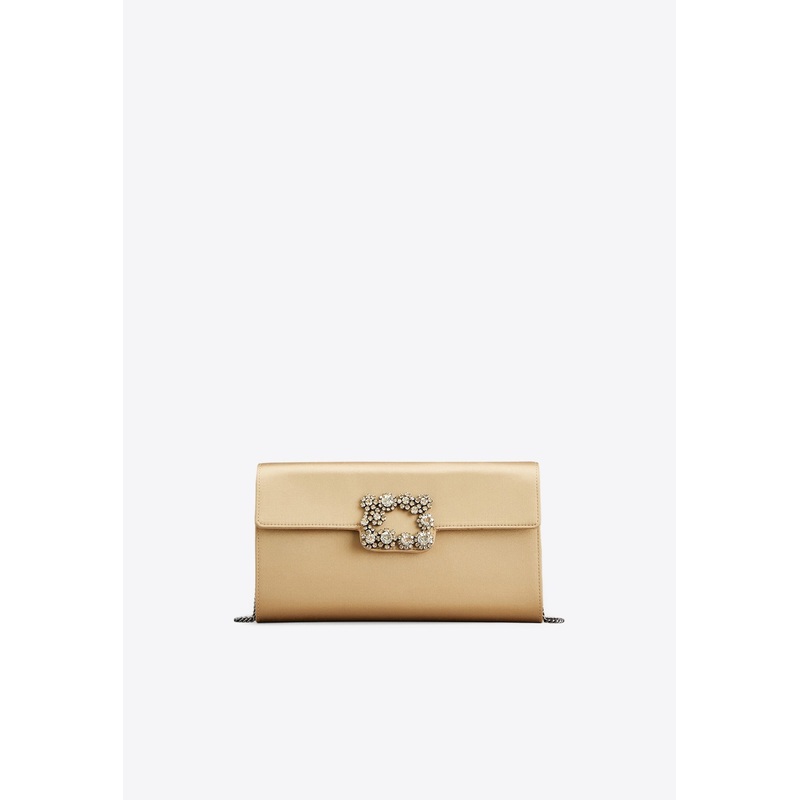 Efflorescence Crystal Embellished Satin Clutch