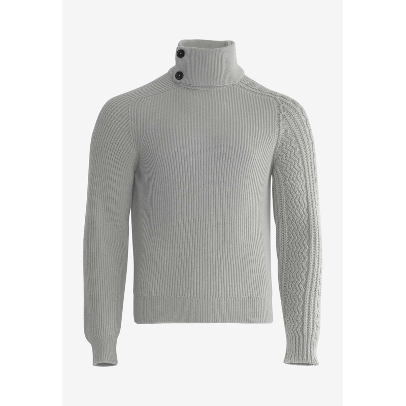 Fisherman Graphique Twisted Collar Cashmere Sweater