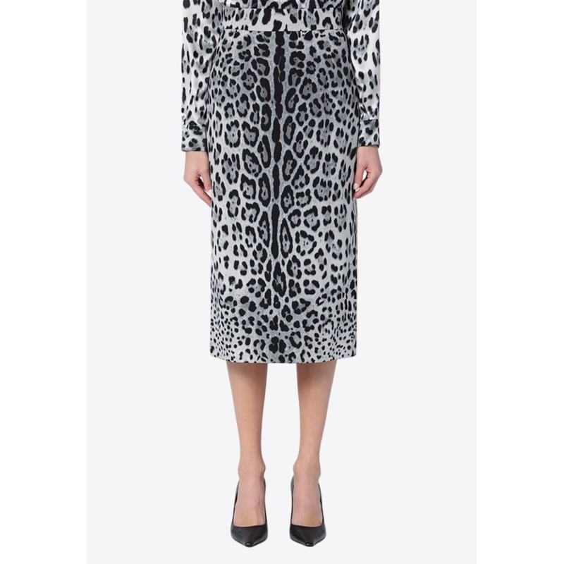 Leopard Printed Silk Skirt