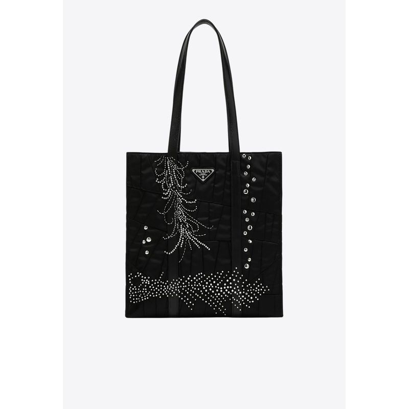 Medium Re-Nylon Embellished Tote Bag