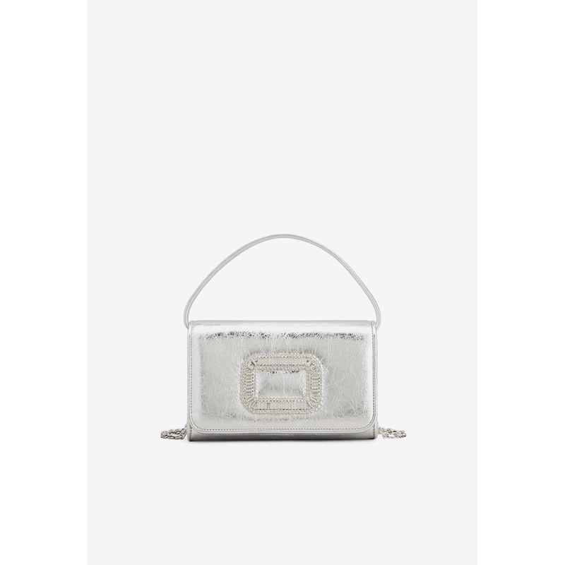 Micro Pilgrim Metallic Leather Crossbody Bag