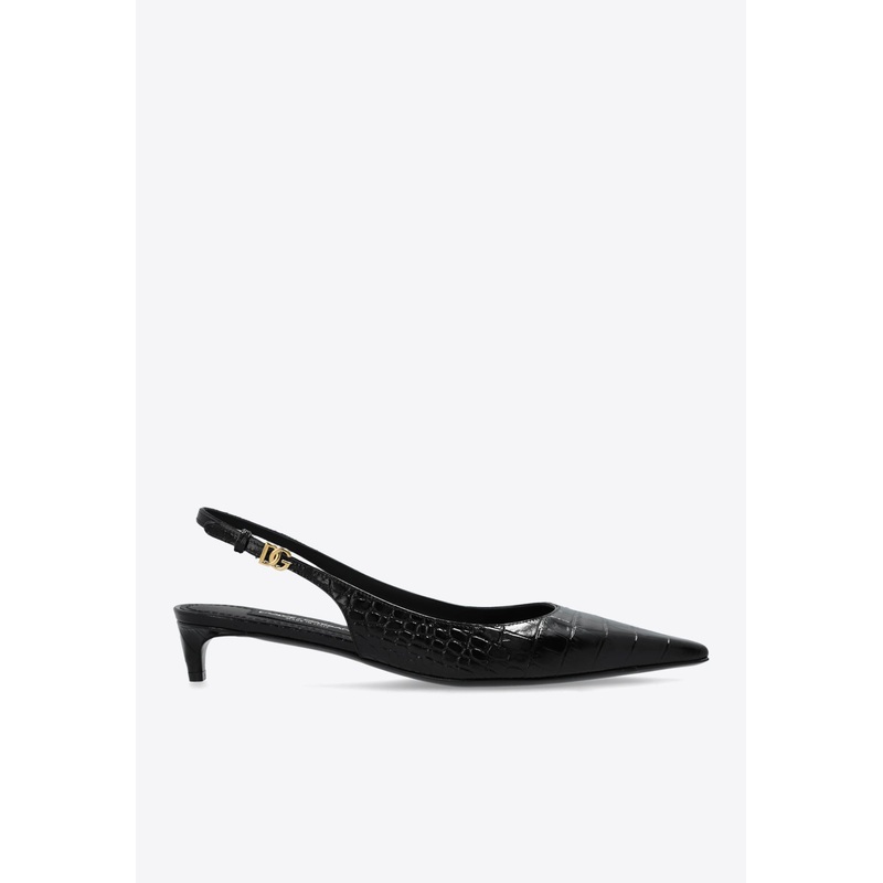 Mun 30 Slingback Pumps in Croc-Embossed Leather