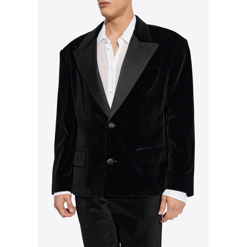 Oversized Single-Breasted Velvet Jacket