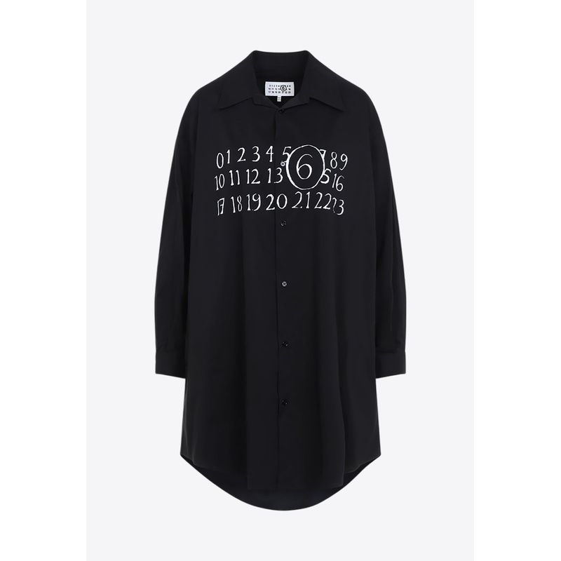 Signature Numbers Print Shirt Dress