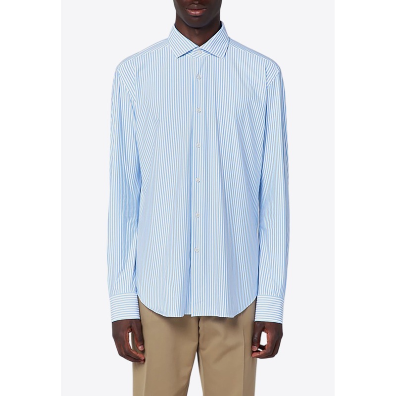 Striped Long-Sleeved Poplin Shirt