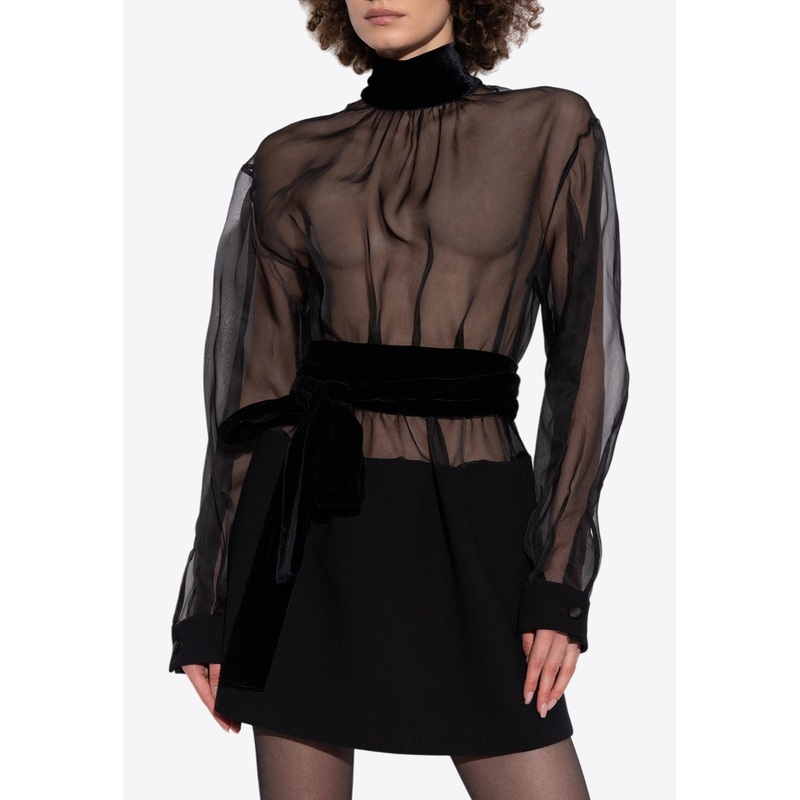 Wool Crepe and Organza Mini Dress