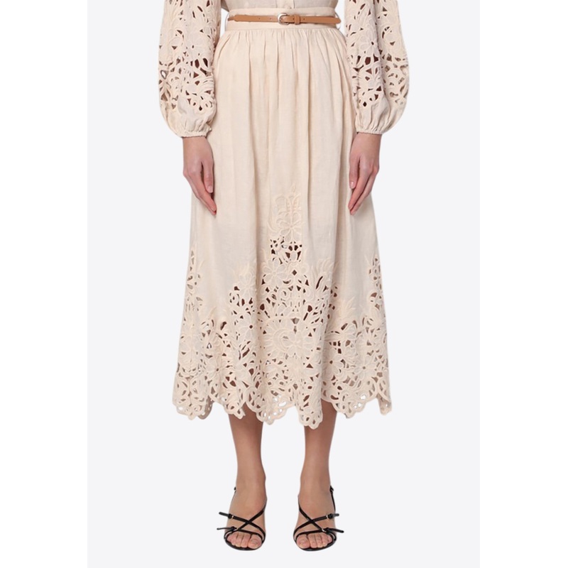Wylie Broderie Anglaise Midi Skirt