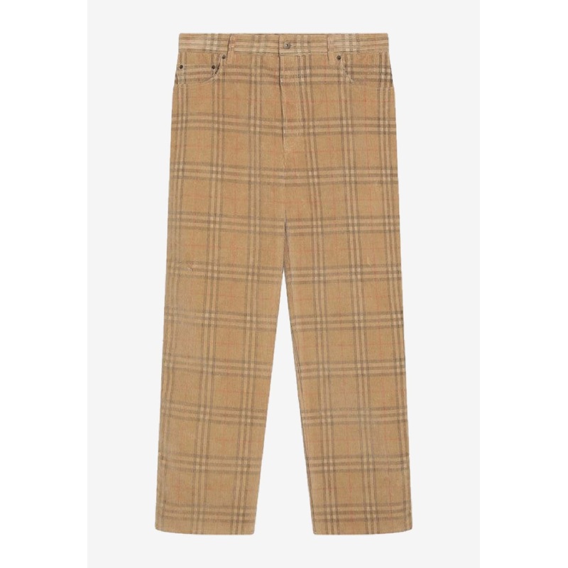 Corduroy Check Straight-Leg Pants
