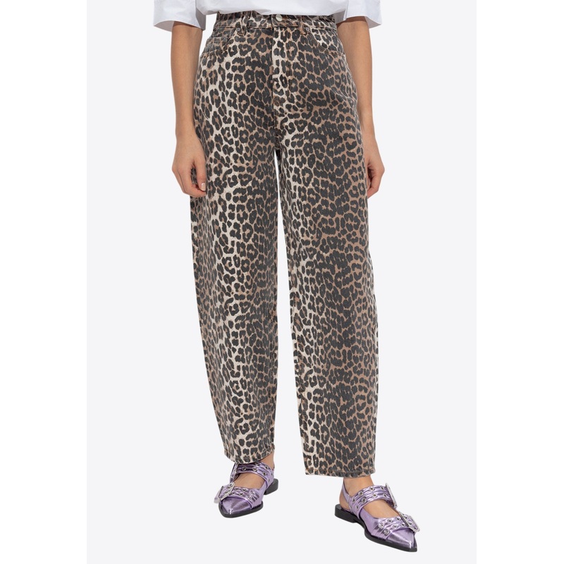 Leopard Print Straight-Leg Jeans