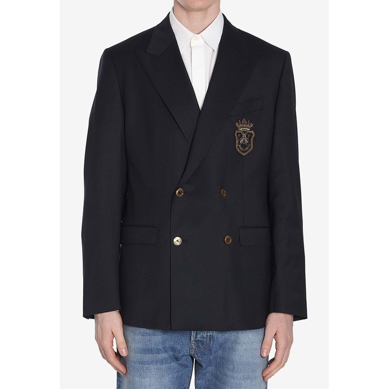 Logo Patch Double-Breasted Blazer