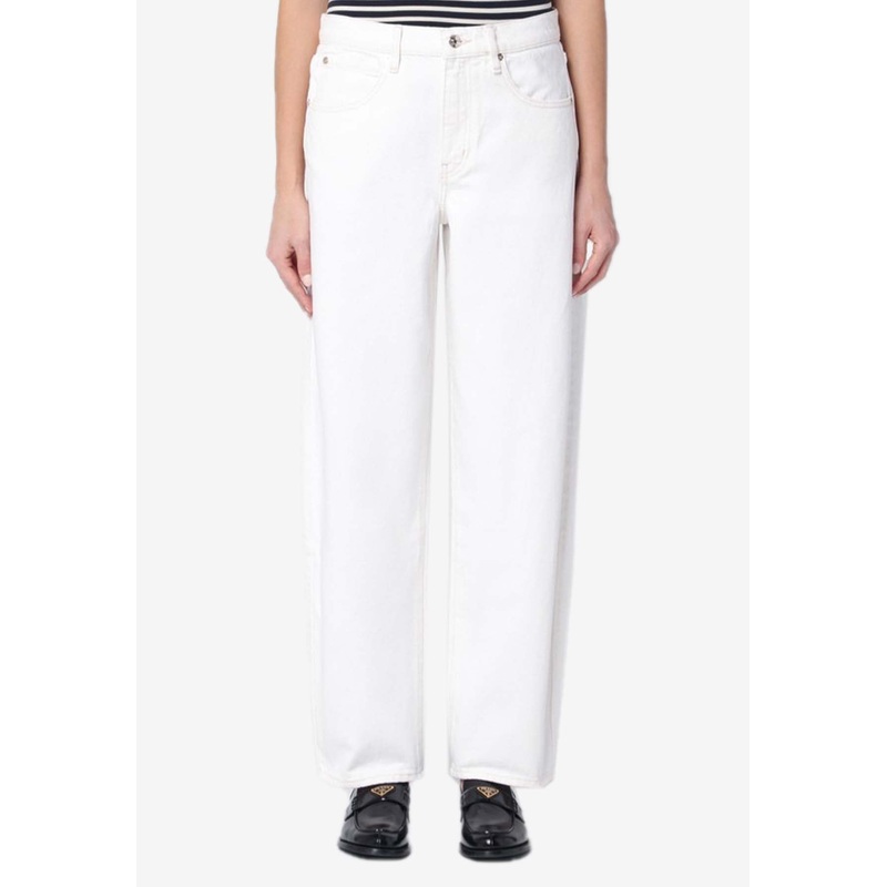 Mid-Waist Stiff Straight-Leg Jeans