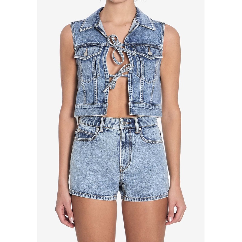 Open Cropped Denim Vest