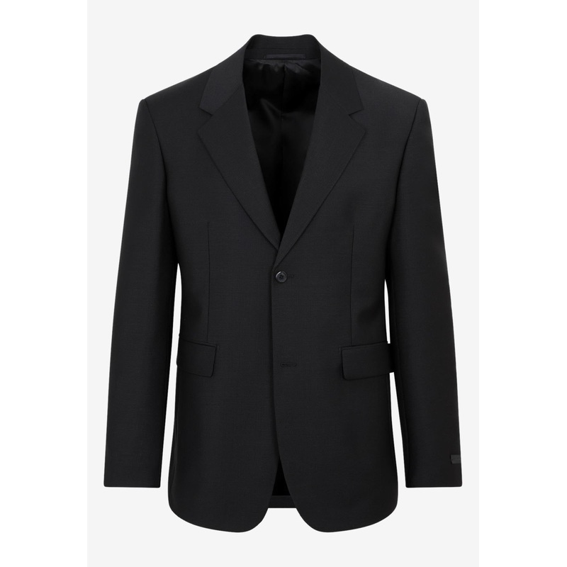 Single-Breasted Blazer in Mohair and Wool