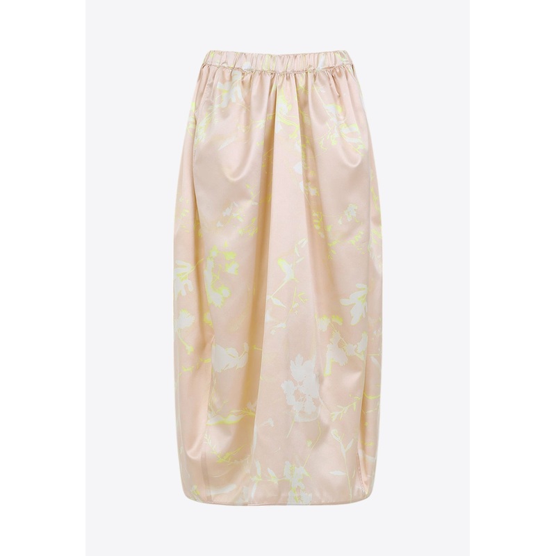 Tilia Print Silk Midi Skirt