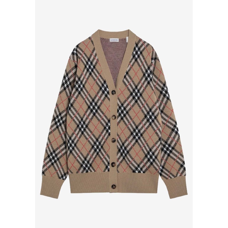 Wool Checked Cardigan