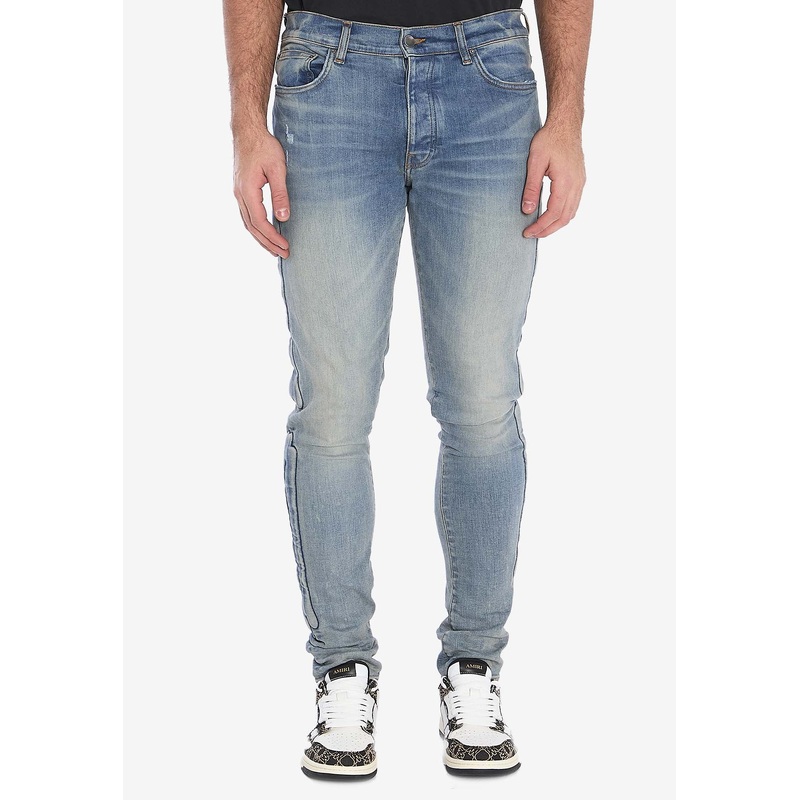 3D Bones-Motif Skinny Jeans