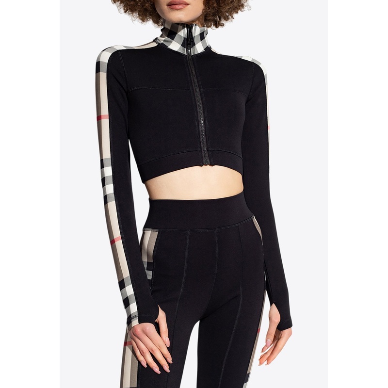 Cropped Jersey Zip-Up Top