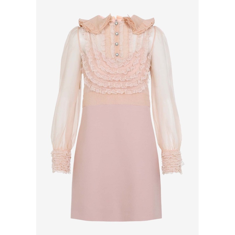 Embroidered Silk Mini Dress