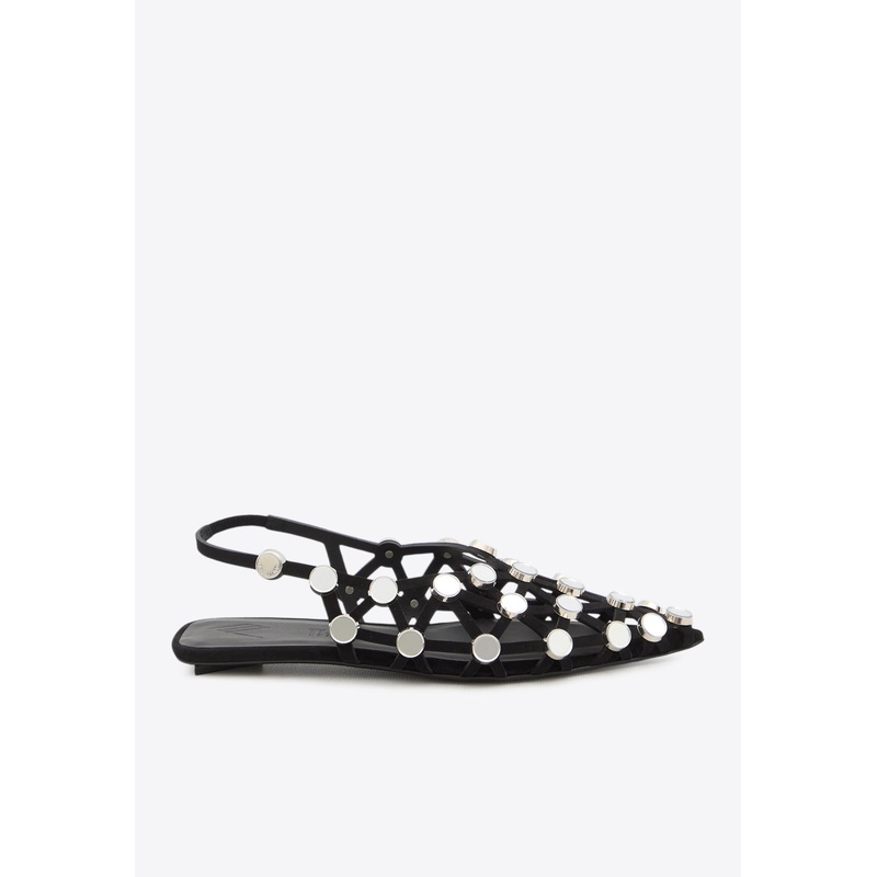 Grid Suede Slingback Flats