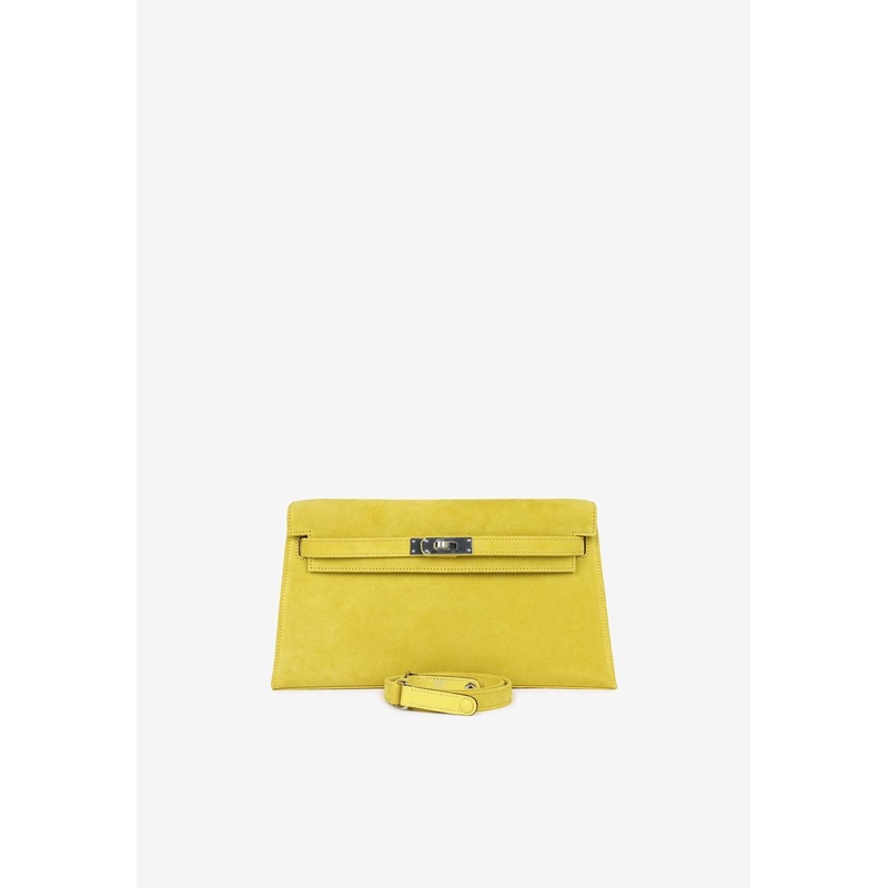 Kelly Elan in Jaune de Naples Doblis Suede with Palladium Hardware