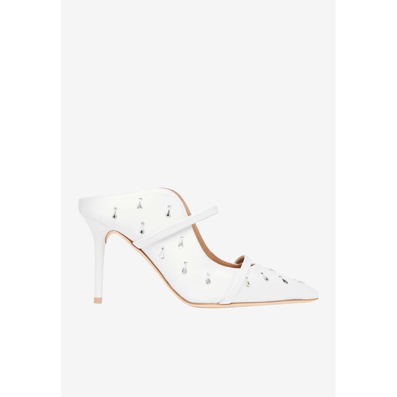 Maureen 85 Crystal-Embellished Satin Mules
