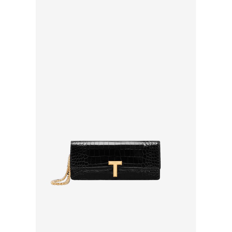 Wallis Croc Embossed Leather Clutch
