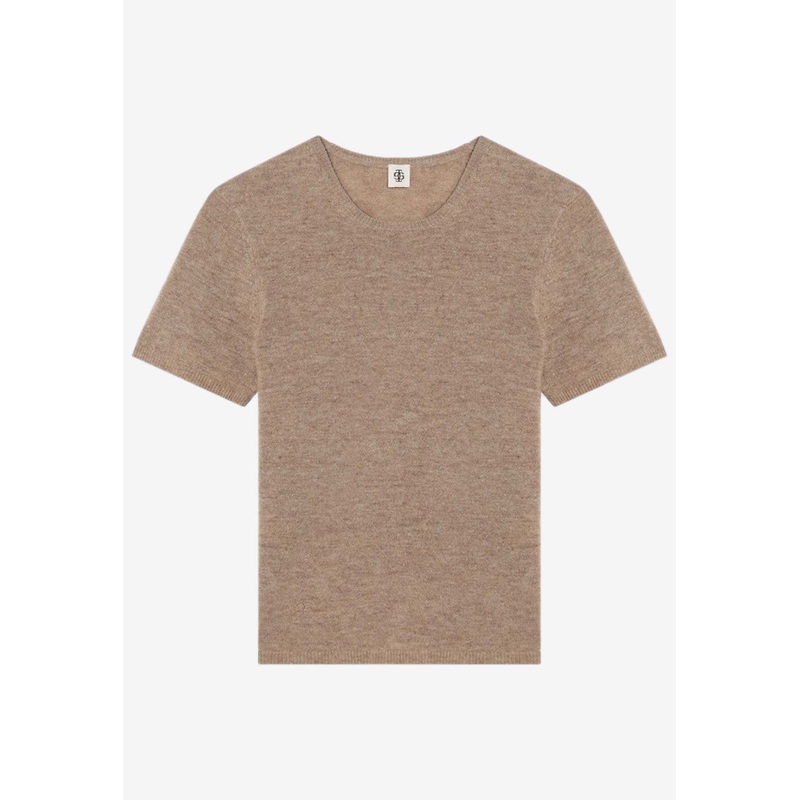 Wool Crewneck Short-Sleeved Top