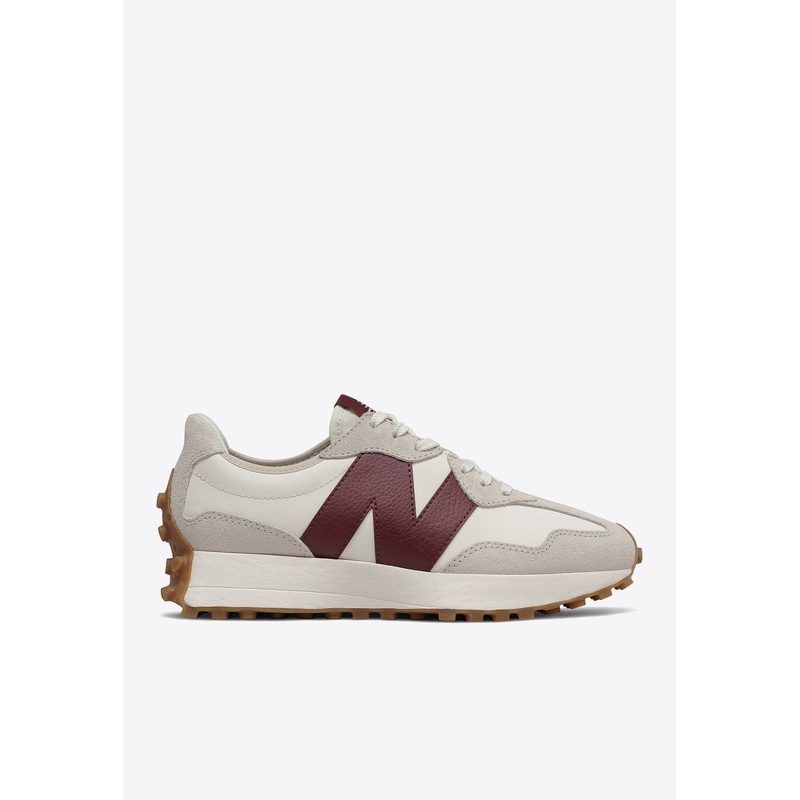 327 Low-Top Sneakers in Moonbeam with Classic Burgundy