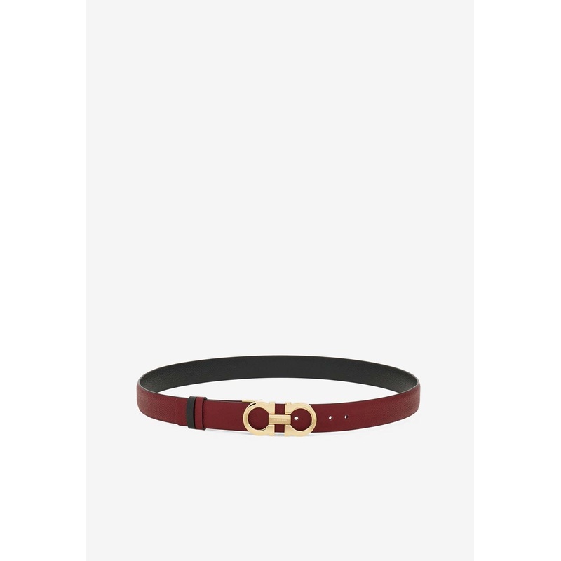 Adjustable and Reversible Gancini Leather Belt