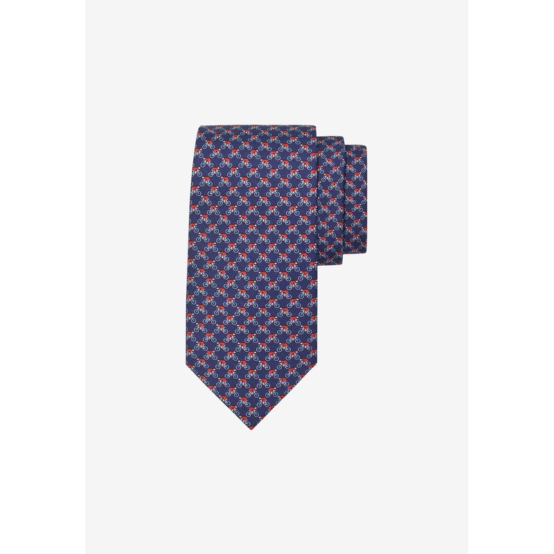 All-Over Cyclist Print Silk Tie