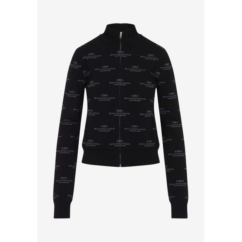 All-Over Logo Zip-Up Cardigan