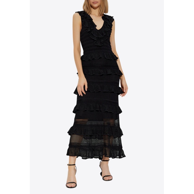 Crush Frilled V-neck Midi Dress