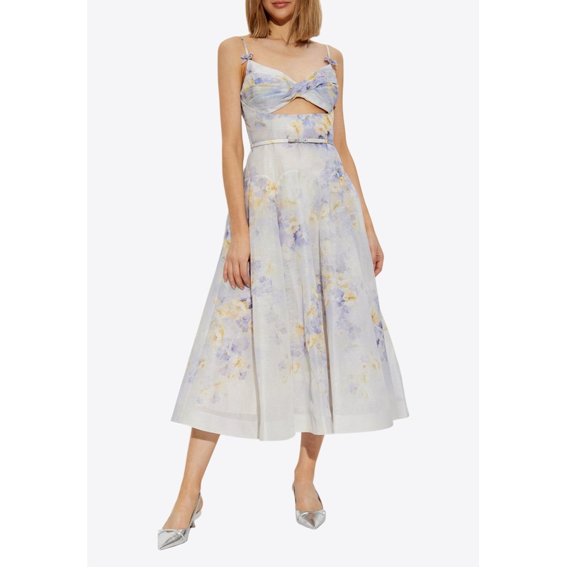 Crush Twist Floral Print Midi Dress