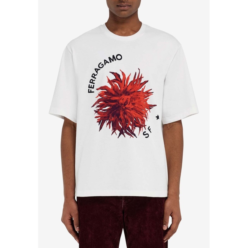 Dahlia Print Short-Sleeved T-shirt