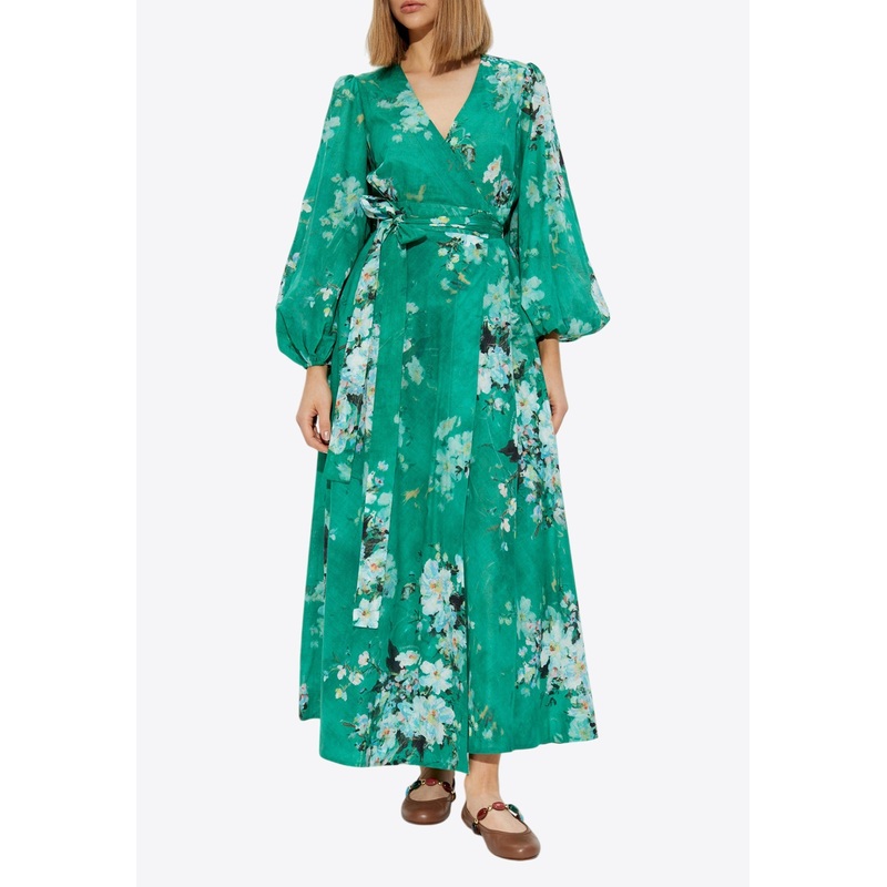 Everley Long-Sleeved Wrap Midi Dress