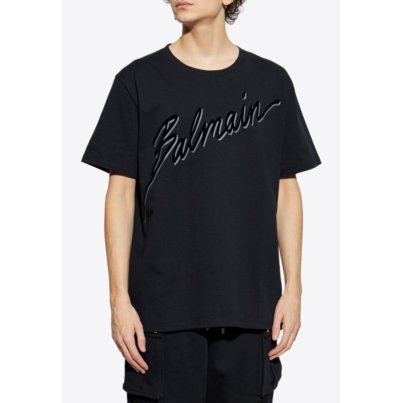 Flocked-Logo Crewneck T-shirt