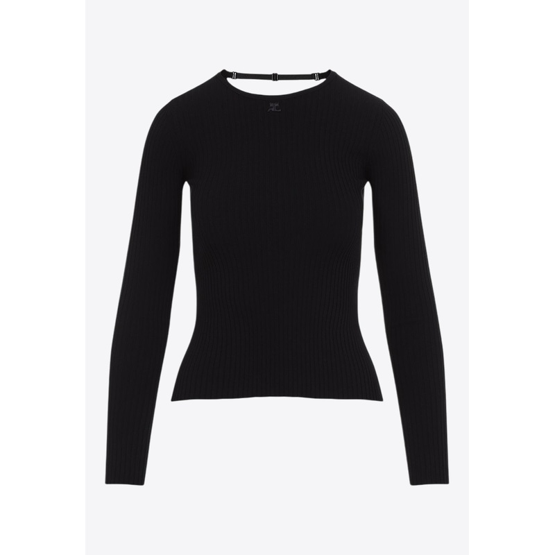 Lingerie Strap Rib Knit Sweater