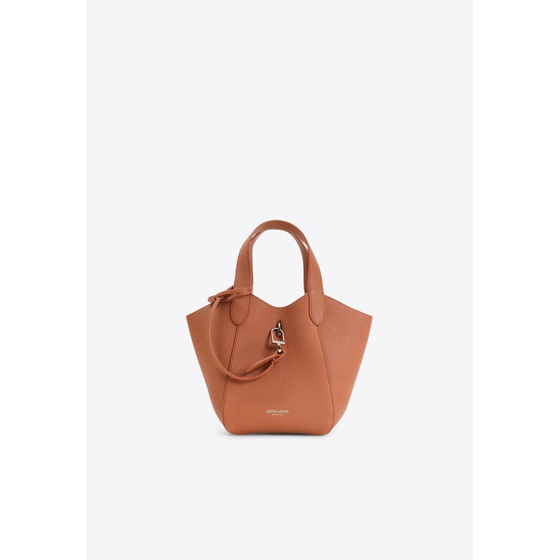 Logo Stamp Leather Top Handle Bag