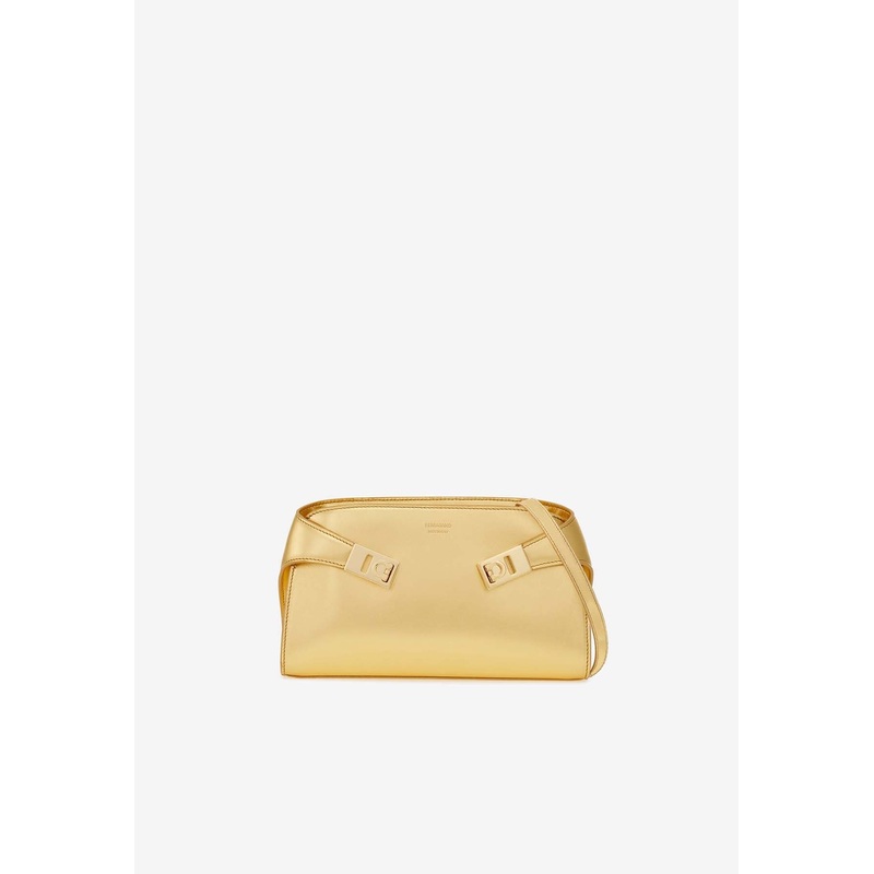 Mini Hug Metallic-Leather Crossbody Bag