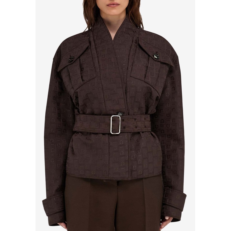 Monogram Print Belted Kimono Jacket