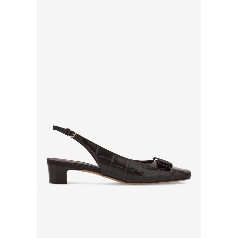 Rivada 30 Croc-Embossed Slingback Pumps