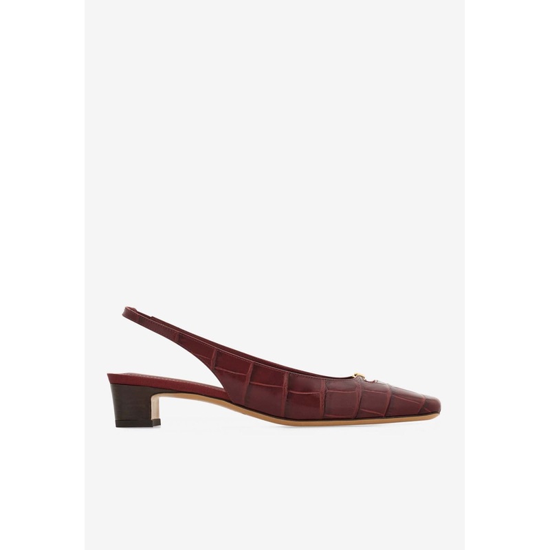 Saida 30 Croc-Embossed Slingback Pumps