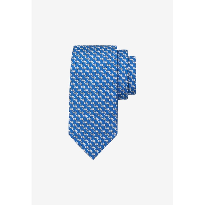 Skiing Bear Print Silk Tie