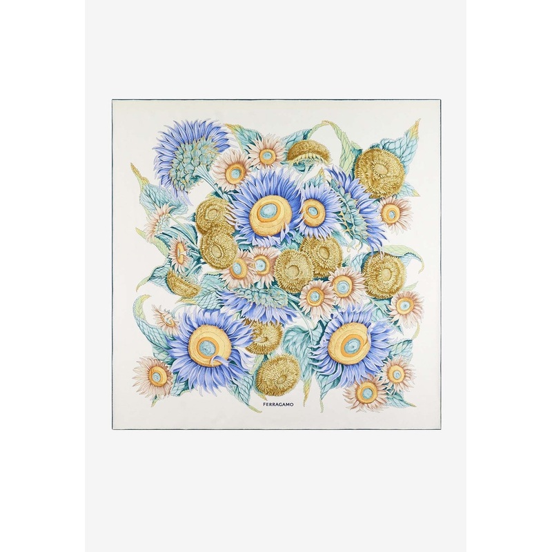 Sunflower Print Silk Scarf