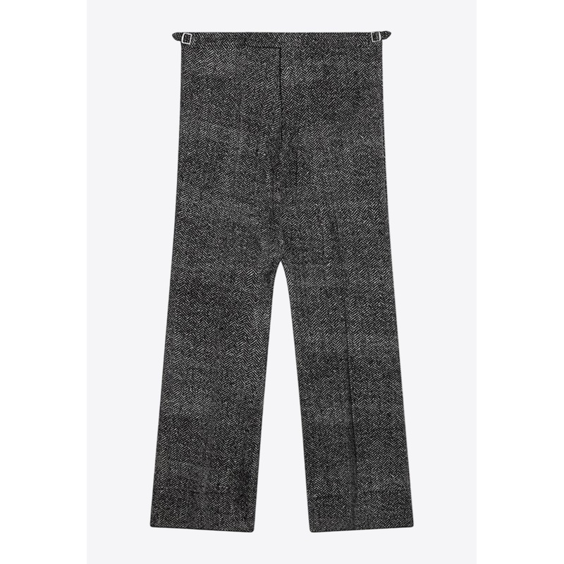 Herringbone Straight-Leg Pants