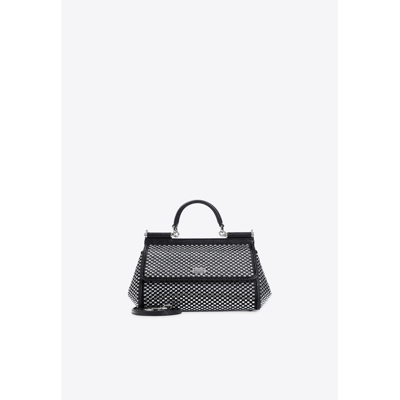 Medium Sicily Crystal-Embellished Shoulder Bag