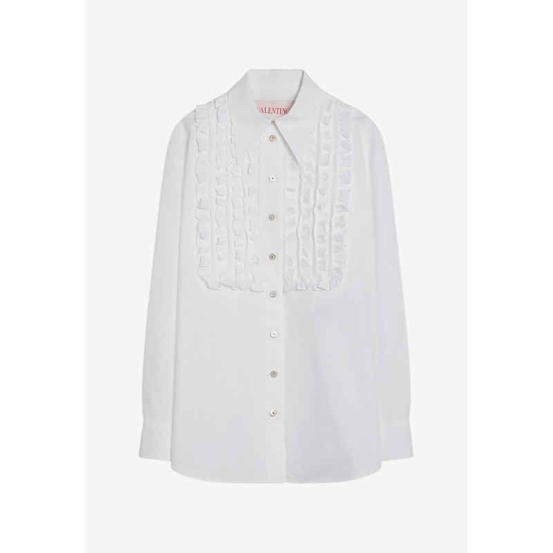 Ruffled Yoke Long-Sleeved Shirt