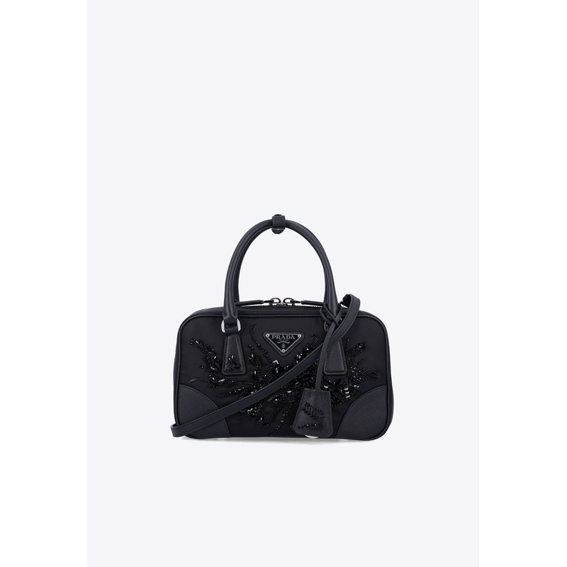 Triangle Logo-Embroidered Top Handle Bag